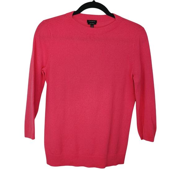 Talbots Pure Cashmere 3/4 Sleeve Solid Pink Sweater Minimalist Size Medium EUC - Picture 2 of 6